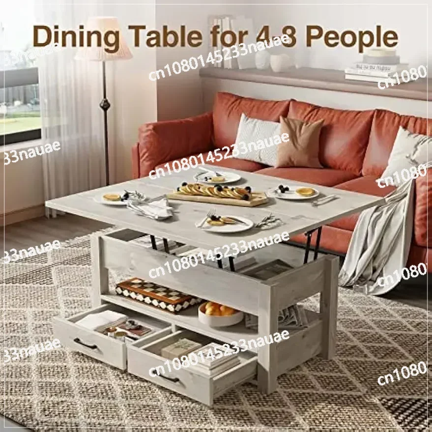 Multi-Function Convertible Coffee Table Drawers and Hidden Compartment,Coffee Table Converts to Dining Table Living Room