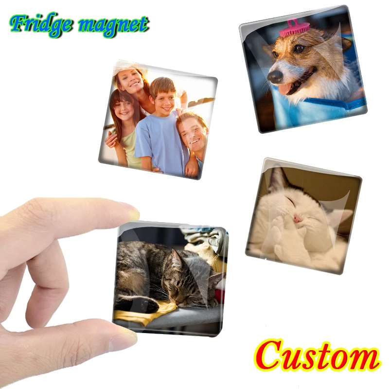 50MM Photo Custom Fridge Magnet Creative Square Refrigerator Magnets Picture for Kitchen Office Whiteboard Home Decoration Gifts