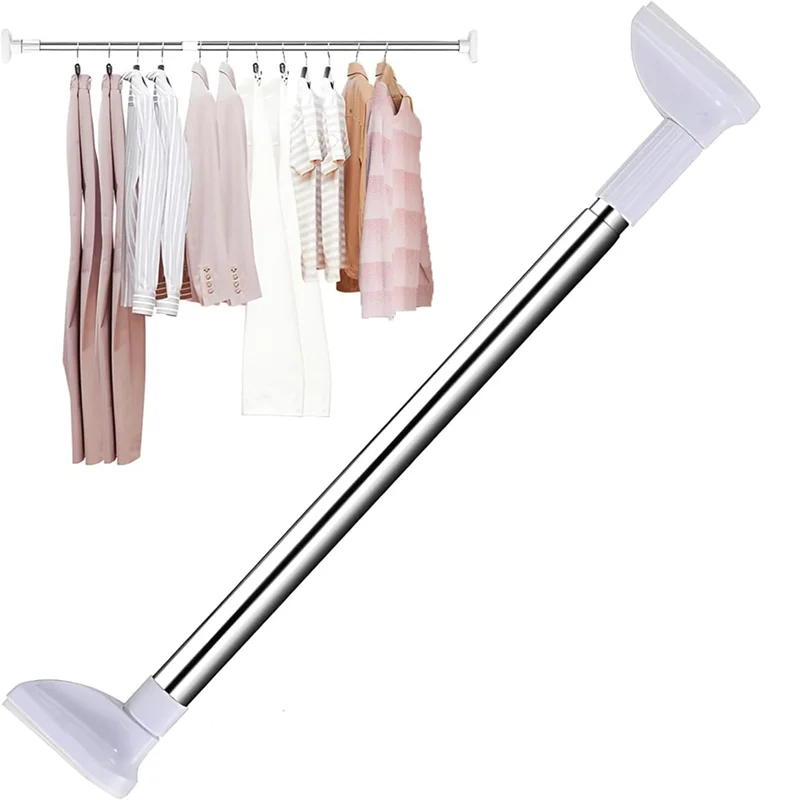 ABJY-Punch-Free Telescopic Clothing Rod Extendable Stainless Iron Curtain Pole Easy Installation For Diy Space