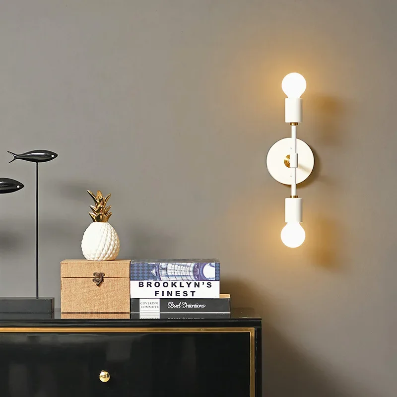 American Double-Headed LED Edison Wall Lamps, Lâmpadas de Ferro Simples, Quarto, Sala, Banheiro, Banheiro