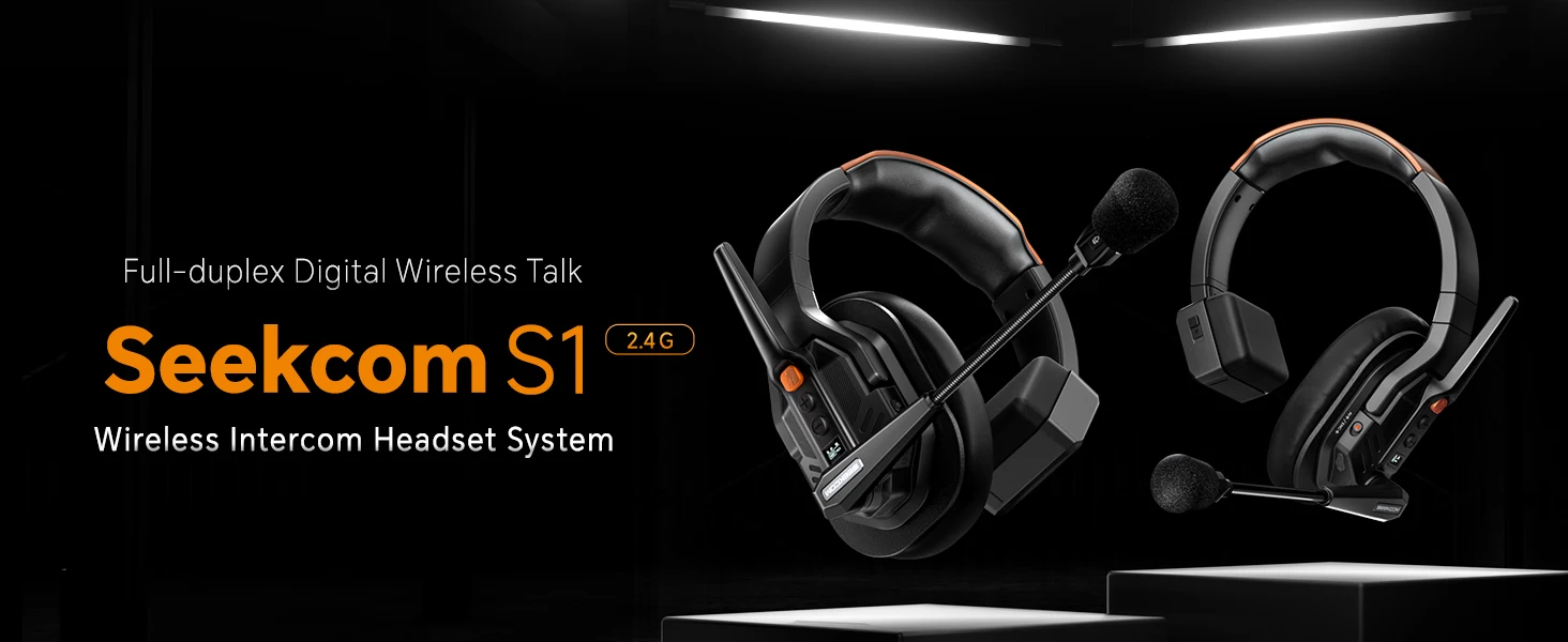 COMICA Seekcom S1 2,4GHz Kabelloses Intercom-Headset-System mit AI/ENC Geräuschunterdrückung, 500M Reichweite, Talkback-Kopfhörer für Gruppenkommunikation – Detail 5