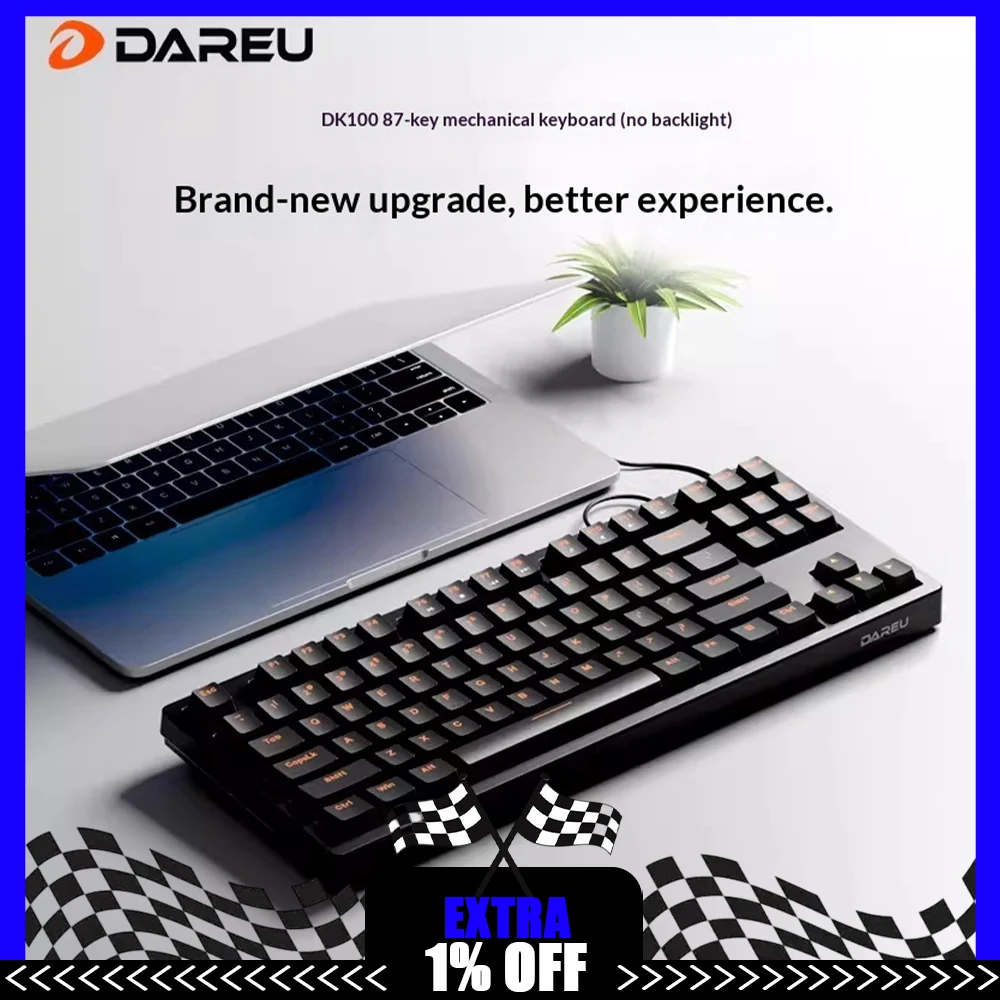 DAREU New dk100 Wired Keyboard Non Slip Mat Two Color Injection Key Cap Gaming Keyboard Anti Spill For CSGO Pc Accessories Gifts