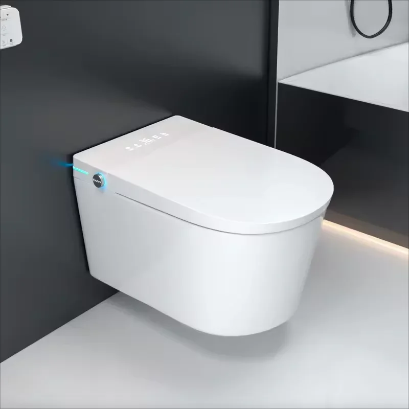 Wall Hung Mounted Smart Toilet Bidet with Remote Control Ceramic European Wash Standard Automatic WC Toilet Lid for Bathroom