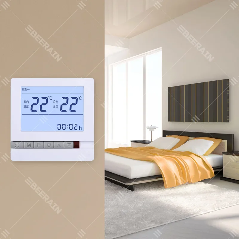 Water heating and floor  intelligent control panel LCD temperature regulator large screen digital display