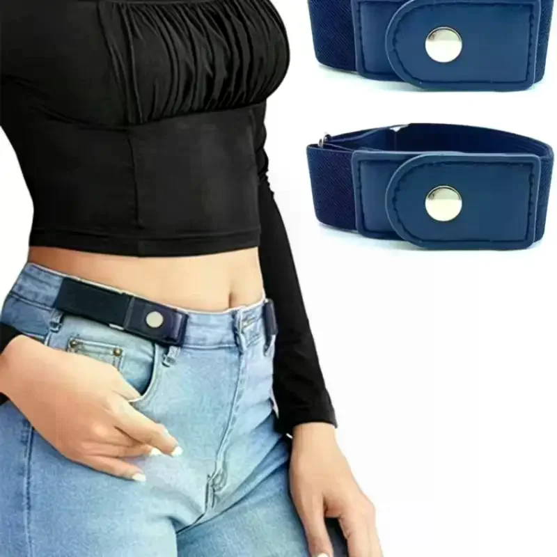 No Buckle Elastic Belt For Women Men Unisex Stretch Belt For Pants Jeans Casual Buckle Free Adjustable Invisible Belt 2pcs/set