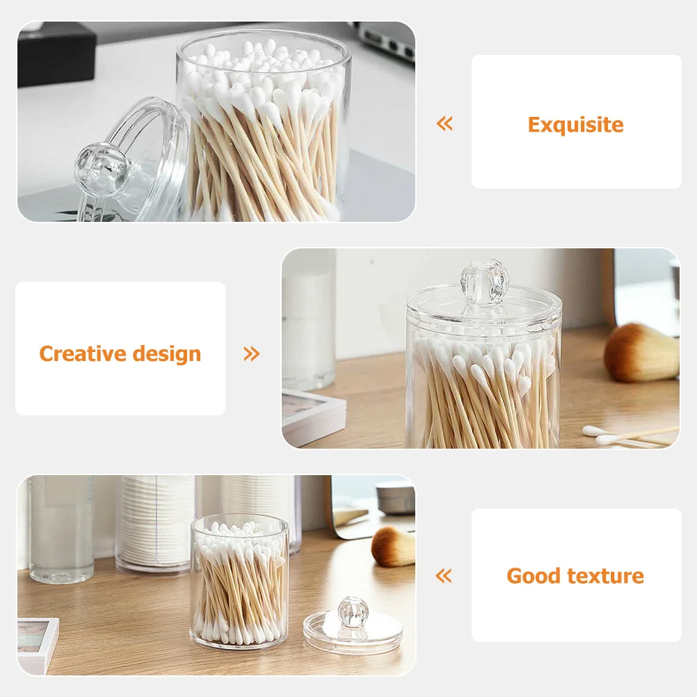 

Transparent Cotton Ball Organizer Storage Jar Plastic Container with Lid Compact Sealed Makeup Bathroom Accessories Cotton Swab