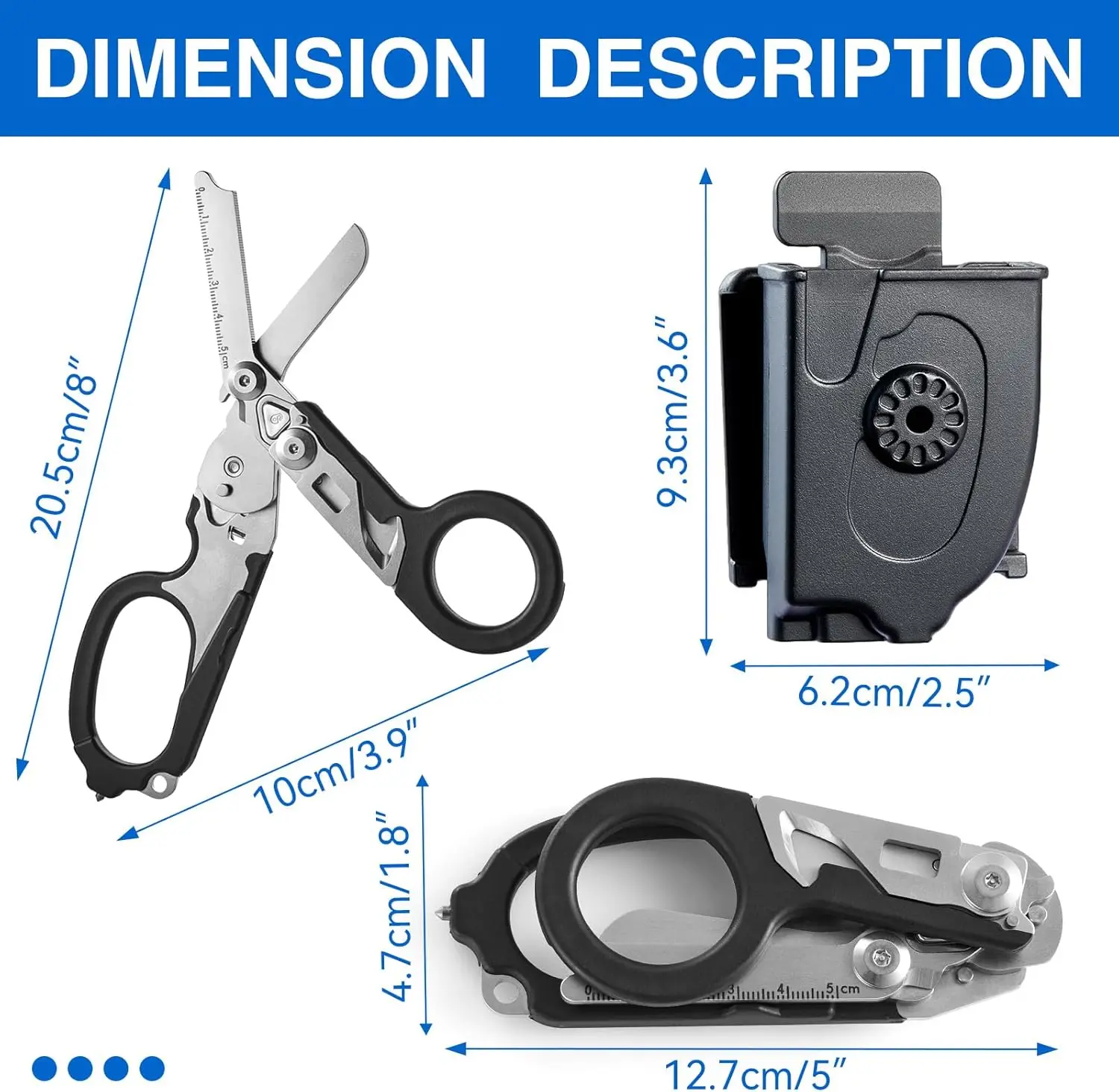 6in1 Multifunctional Trauma Shears Emergency Response Scissors with Seatbelt Cutter Glass Breaker for Outdoor Rescue First Aid