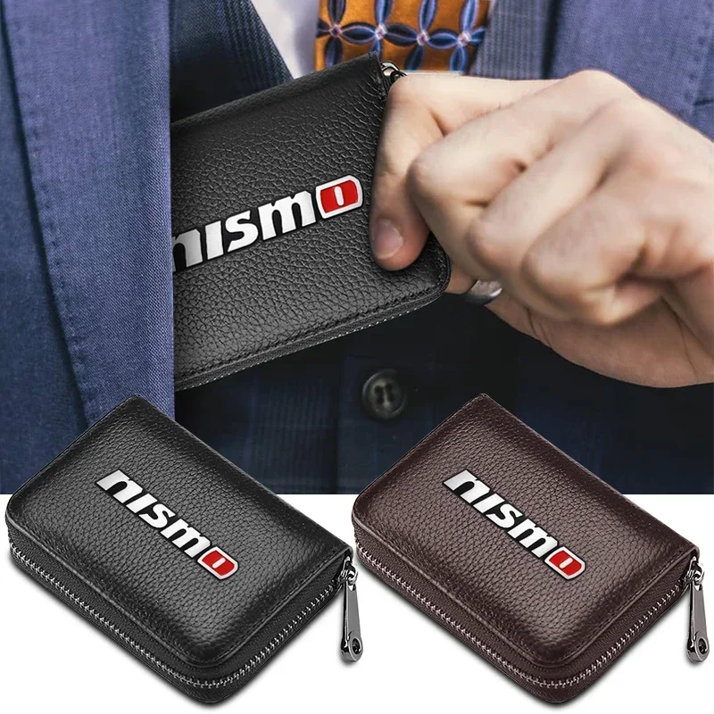 Authentic Leather Bag Car Driver's License ID Card Bank Card Wallet For Nismo Nissan 370Z Coupe Roadster Z34 2009-2020 GTR Juke