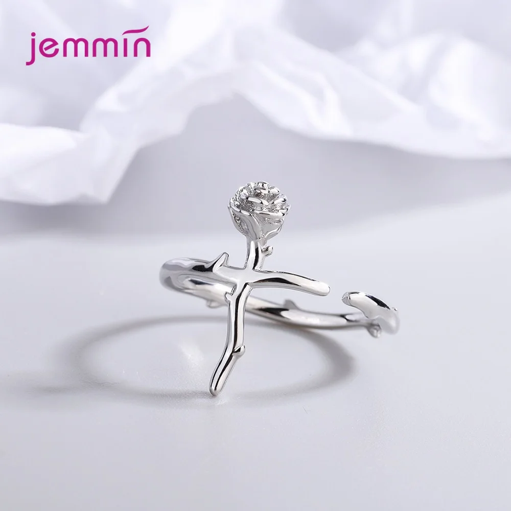 925 Sterling Silver Trendy Flower Shape Adjustable Rings For Men Women Best Friend Gift Trendy Jewelry Wholesale images - 6