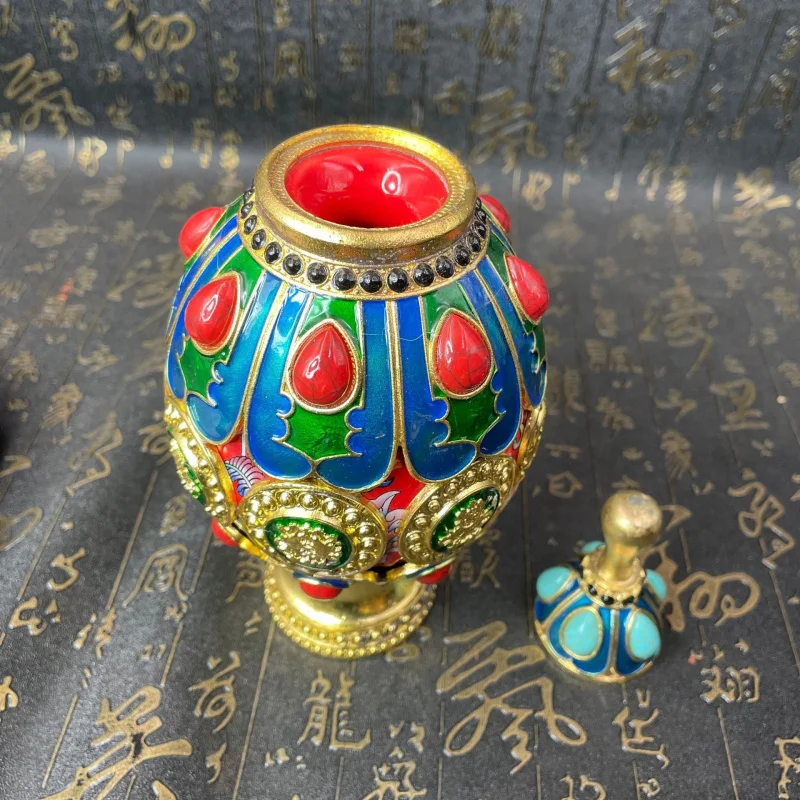 New Handicrafts Antique Style Painted Gemstone Inlaid Alloy Eight Treasures Handicrafts Ornaments Miscellaneous