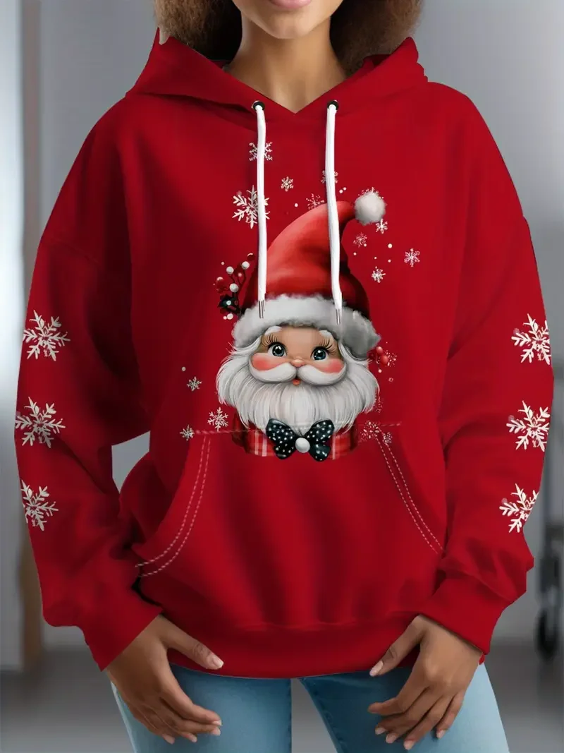 2025 秋冬 レディース クリスマス パーカー レディース プリント パーカー ファッション ブランド パーカー 速乾性と快適性