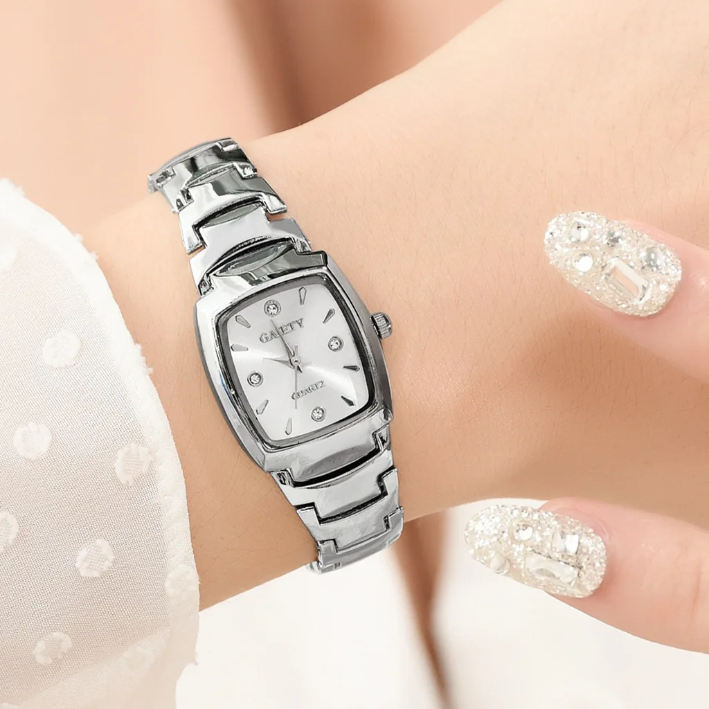 Reloj de acero inoxidable para mujer, cronógrafo de cuarzo, elegante, de lujo, con diamantes de imitación, regalo, 2022