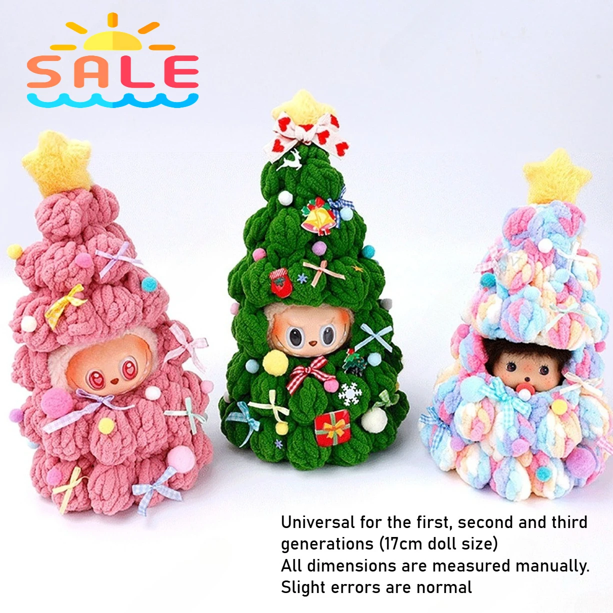 

Новое поступление для куклы Labubu, одежда для рождественской елки, 17 см, мини Labubu ручной работы, модная игрушка, вязаная крючком хлопковая нить, наряд, подарок