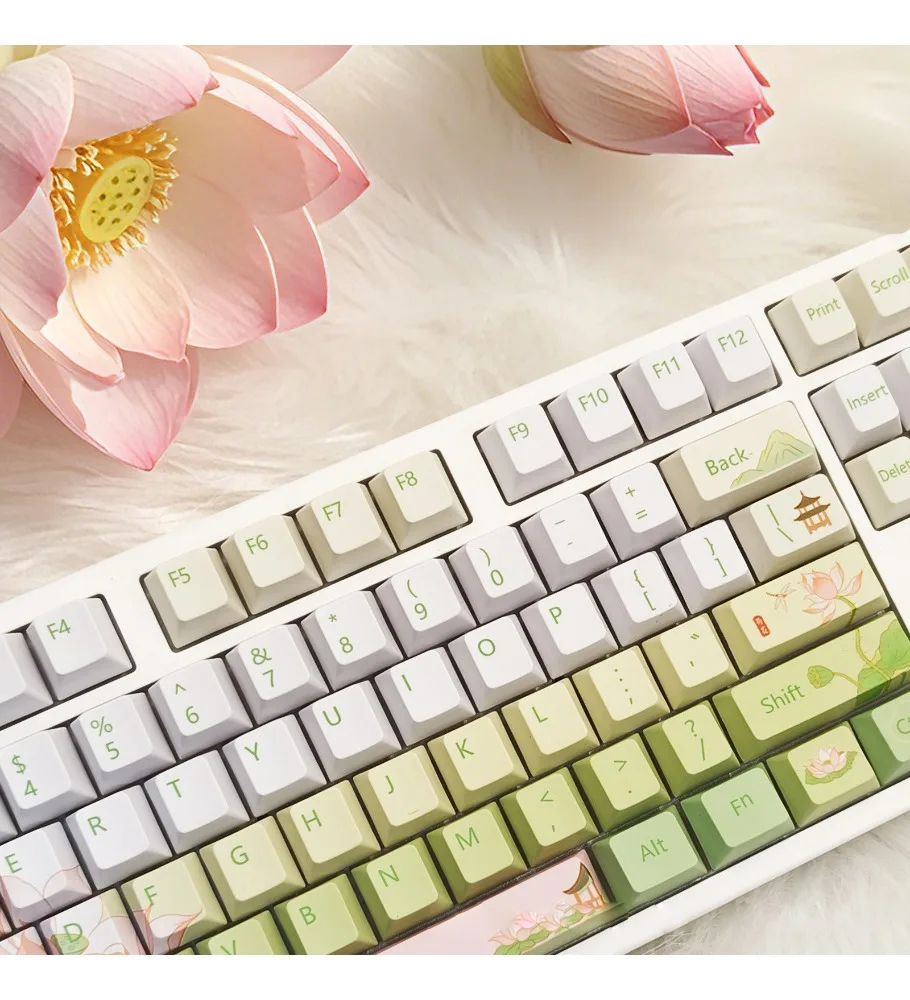 Heyun Qinglian high-value keycap girl small fresh PBT hot sublimation original high personality mechanical keyboard cap