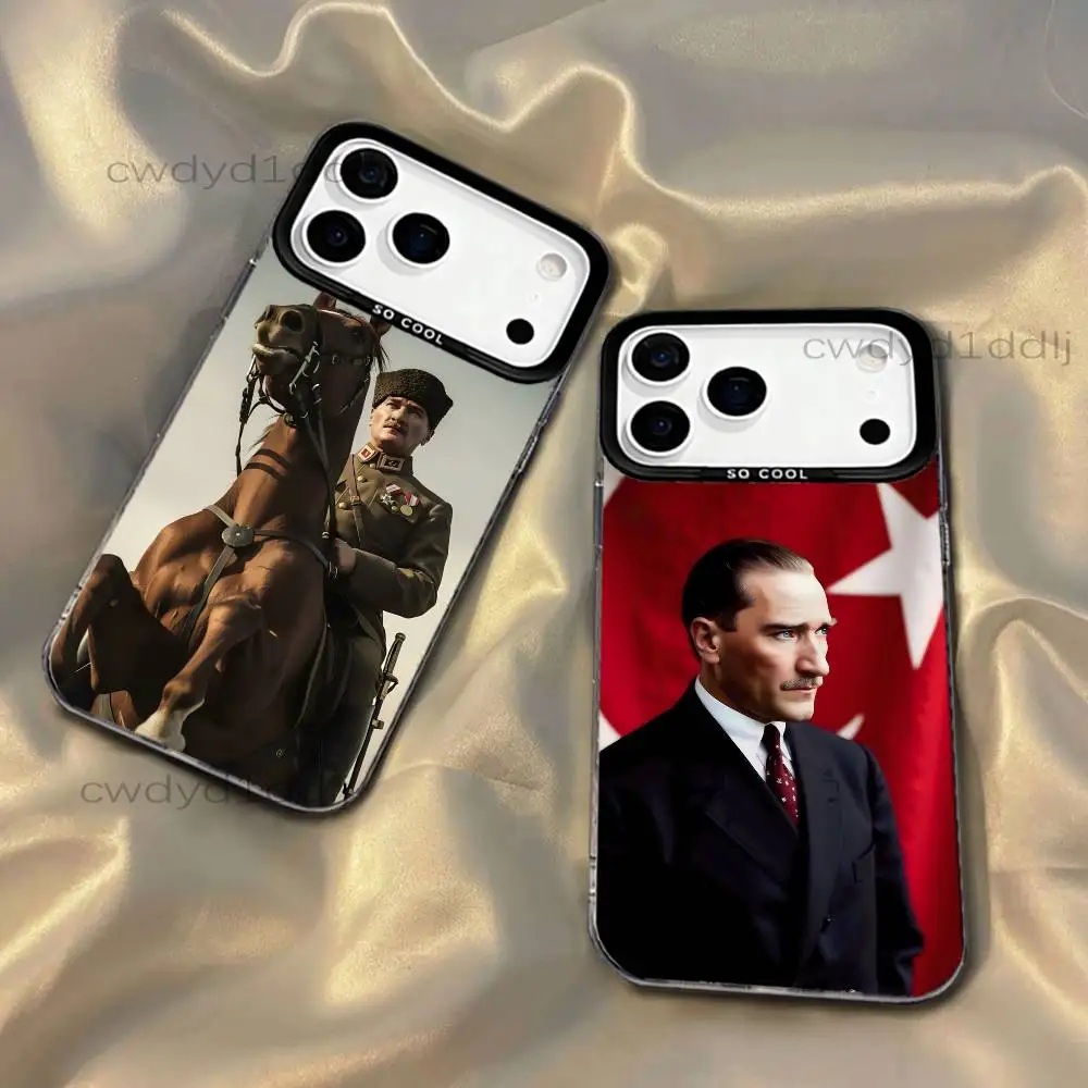 

Turklerin BABASI A-Ataturk Phone Case For iPhone 17,16,15,14,13,12,11,X,8,7,Pro,Max,Plus,SE4,Air,Mini IMD Gray Hard Matte