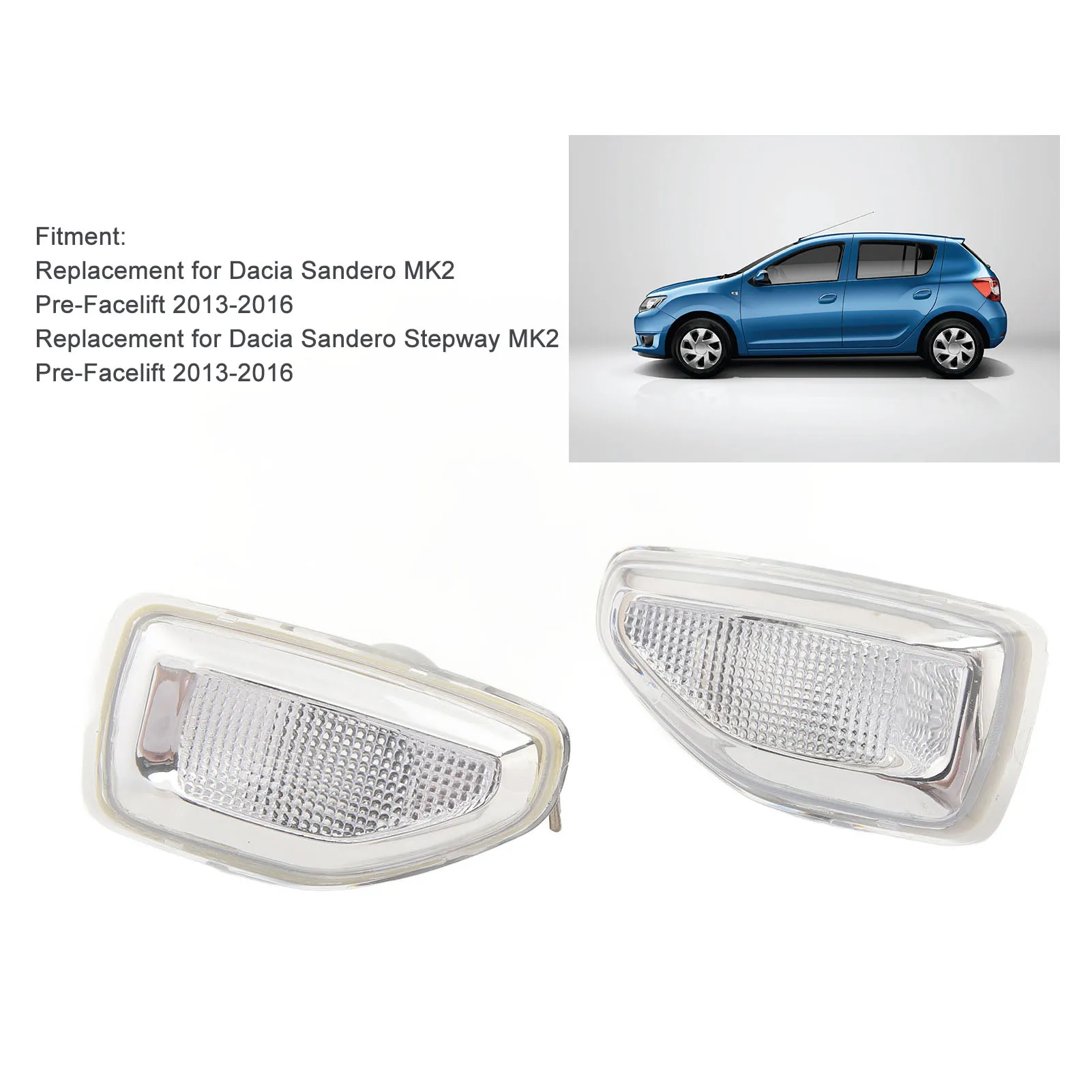 Side Marker Lamp Turn Signal Light 261651140R Without Bulb Replacement For Dacia Sandero Stepway MK2 Pre‑Facelift