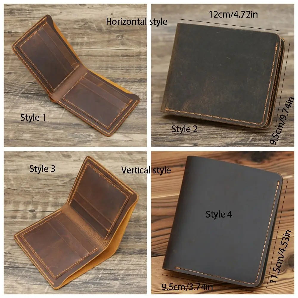 Bifold تصميم الرجال محفظة جلدية حقيقية نمط قصير الرجعية محفظة نسائية للعملات المعدنية خفيفة الوزن الحد الأدنى محفظة الذكور في الهواء الطلق