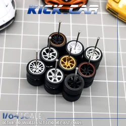 H Series 1/64 Wheels Rubber Tires Spoke 5 Axes Detail-up Modified Kit for 1:64 Hotwheels Model Car Toy Wheel Kit 4pc/bag