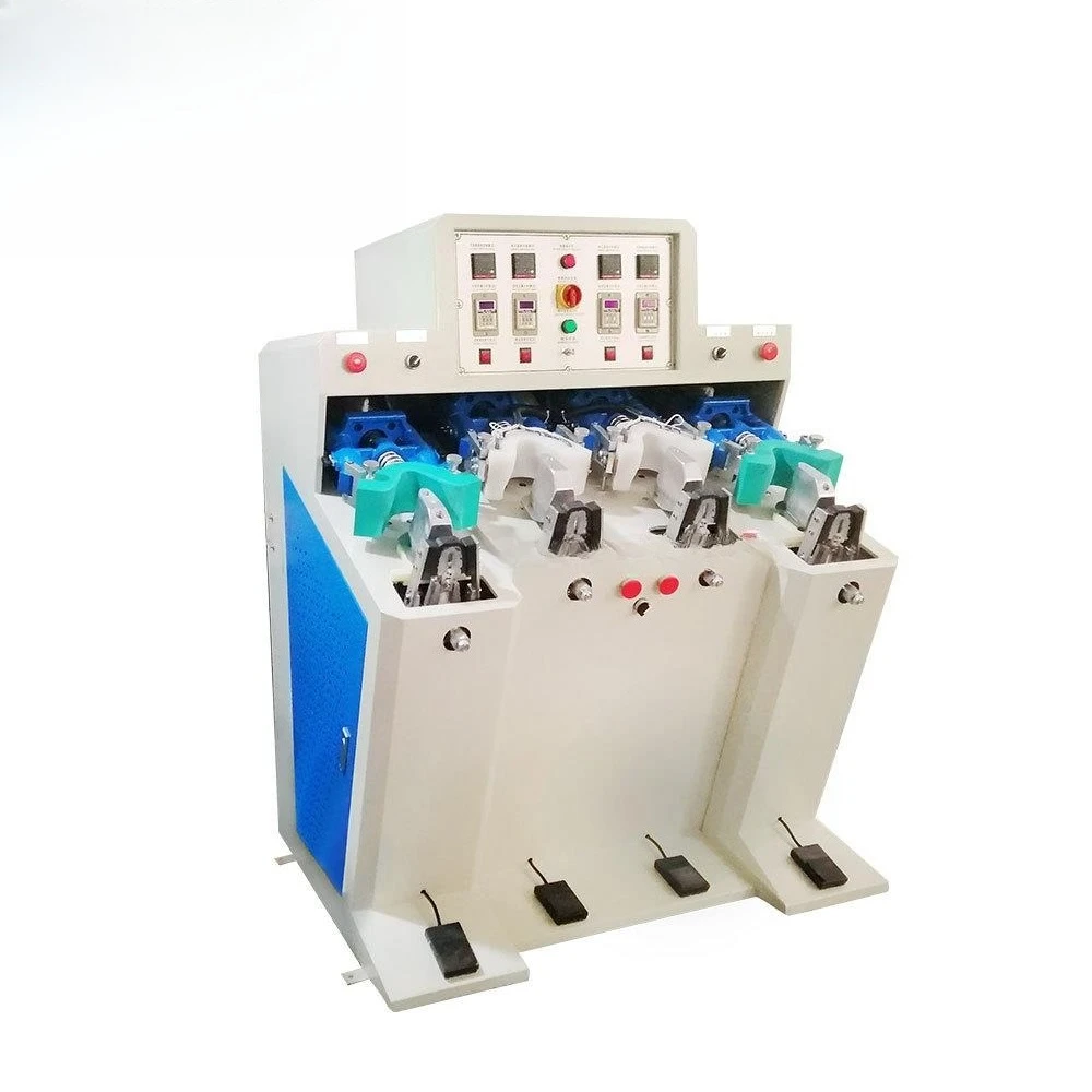 Horizontal heel setting machine, shoe machine, double cold and double hot heel setting