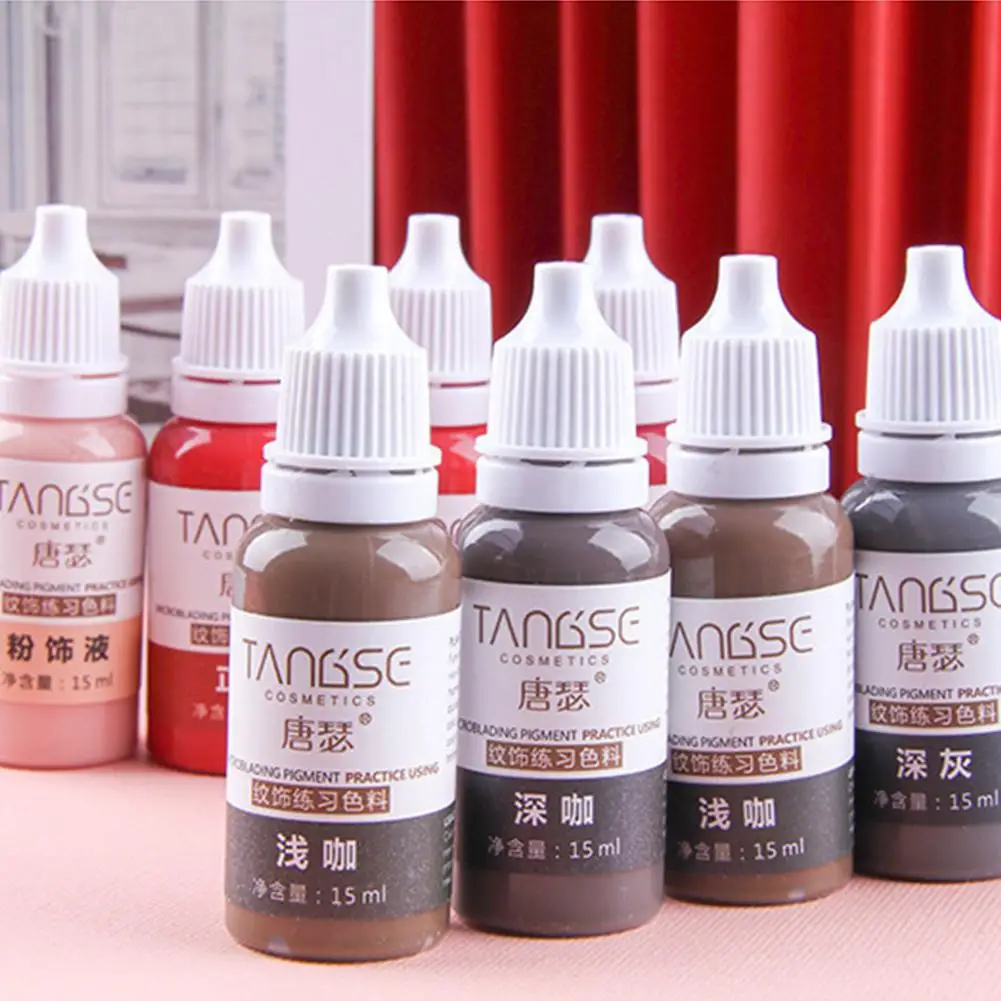 Ensemble d'encre de tatouage pour maquillage en continu, sourcils, lèvres, tatouage de ligne des yeux, beauté du corps, fournitures d'art de tatouage, pigment de microblading de document, 15ml