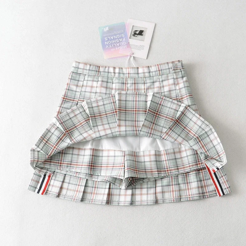 New Autumn Fashion High Street Women Skirt Y2k Irregular Plaid Tennis Skorts Femme Retro Jupe Tb Stripe Jk Pleated Faldas Mujer