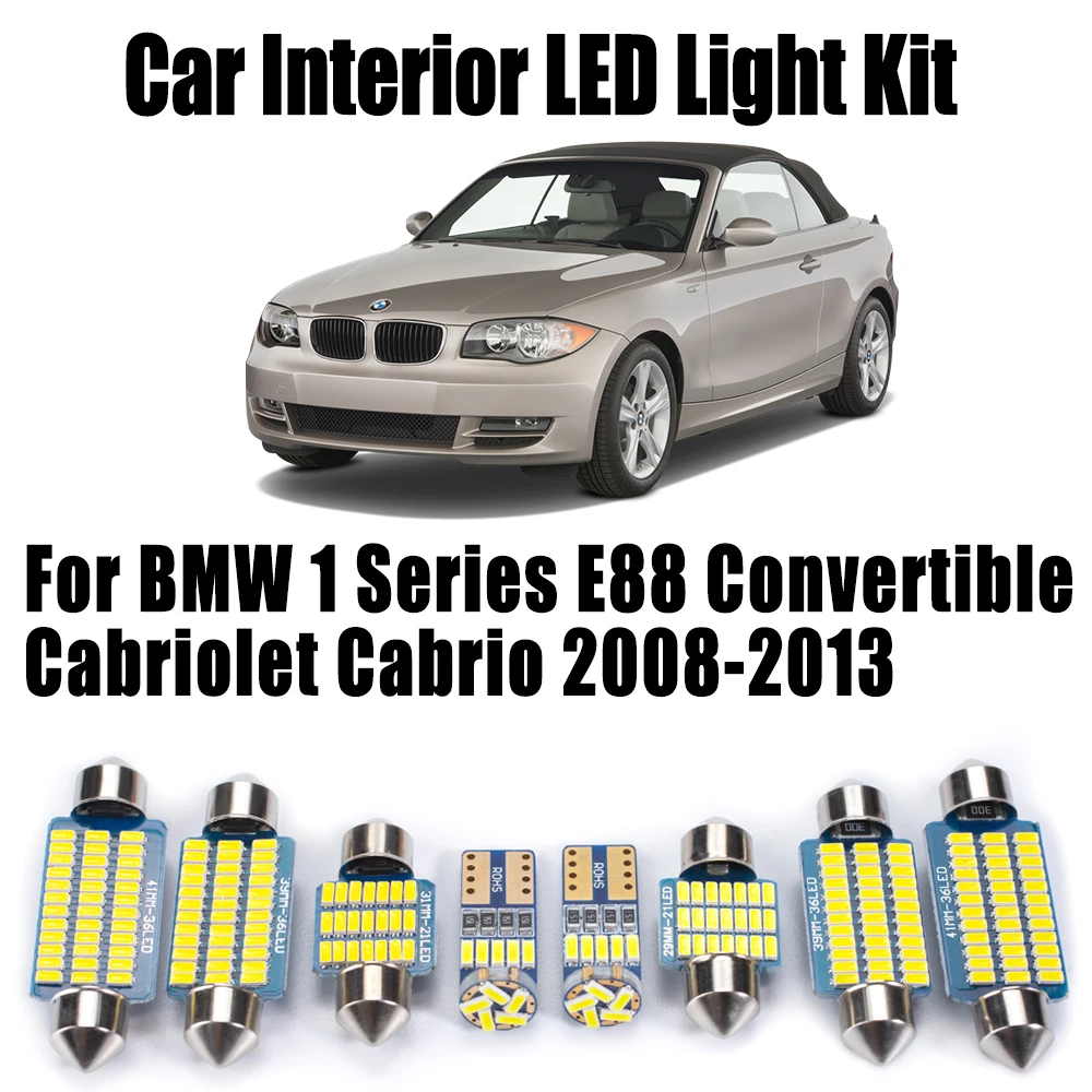 

13Pcs Canbus Car Reading Bulbs For BMW 1 Series E88 Convertible Cabriolet Cabrio 2008-2013 LED Interior Vanity Mirror Light Kit