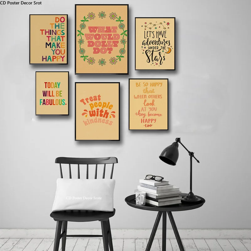 Motivational Quotes Poster Inspirational Saying Kraft Paper Posters Vintage Home Room Bar Cafe Decor Aesthetic Art Wall Painting