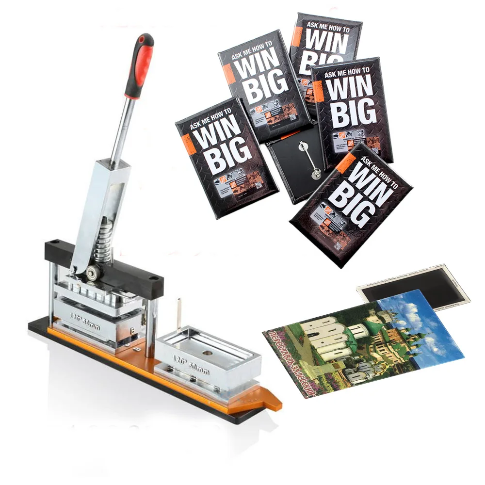 Factory Wholesale Complete Set Automatic 120*50MM 1*2 Inch Square Button Magnet Press Machine