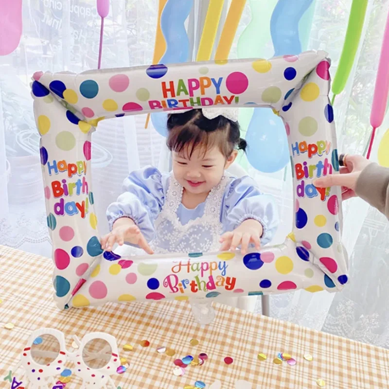 Wave Point Photo Frame Aluminum Film Balloon Digital Happy Birthday Decoration Party Scene Decoration Photography Props gift