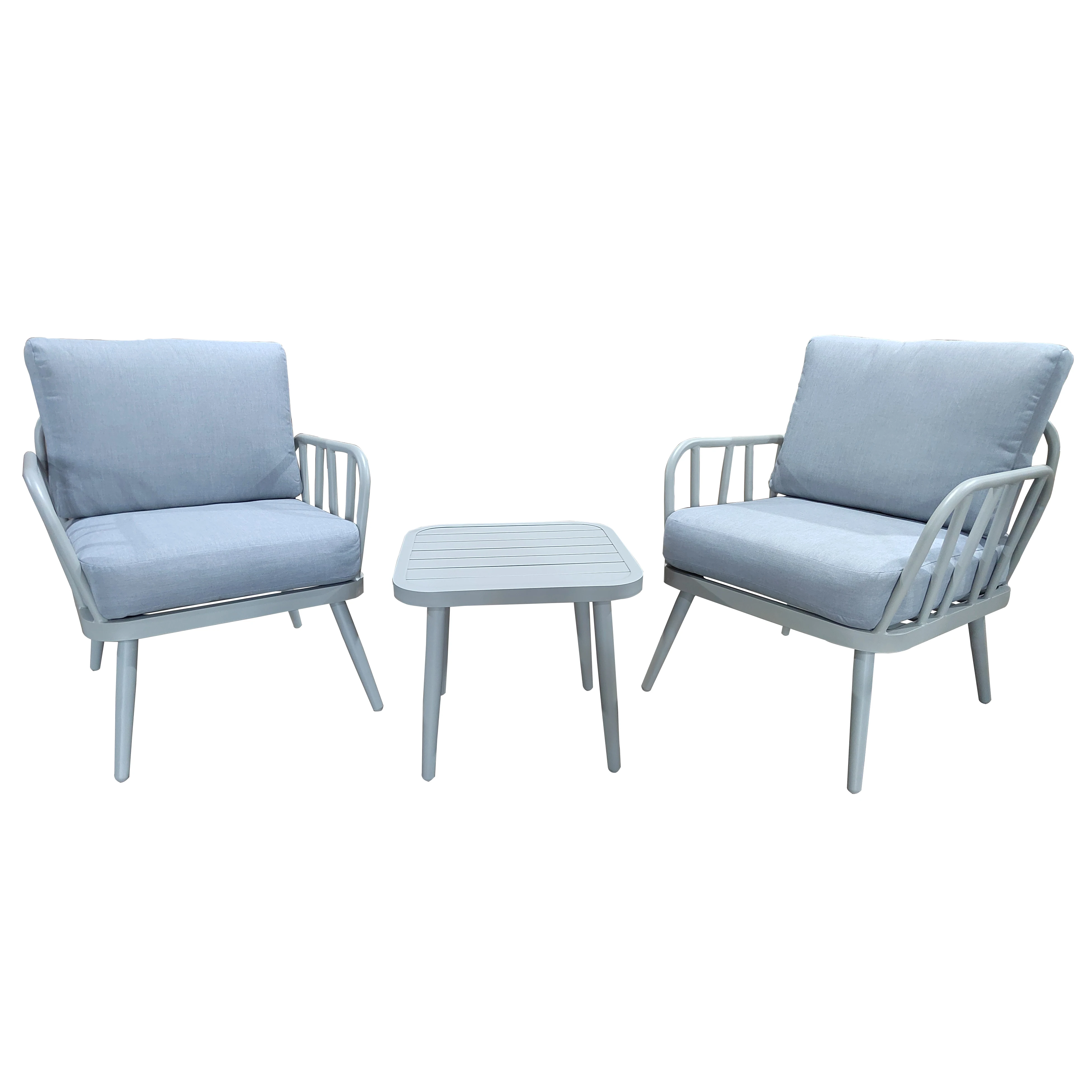 

Modern 3-Piece Outdoor Garden Balcony Bistro Set Aluminum and Iron Coffee Table with Sofa Chair for Patio