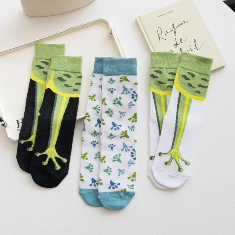 New Autumn and Winter Women's Socks, Animal Mid-tube Socks, Men's Socks, Cute Trendy Frog Funny Long Personalized Sports Socks