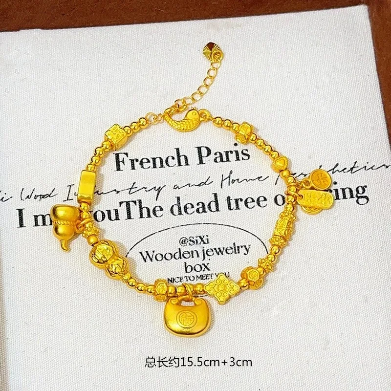 Peace joy transshipment beads Fulu string 9999gold