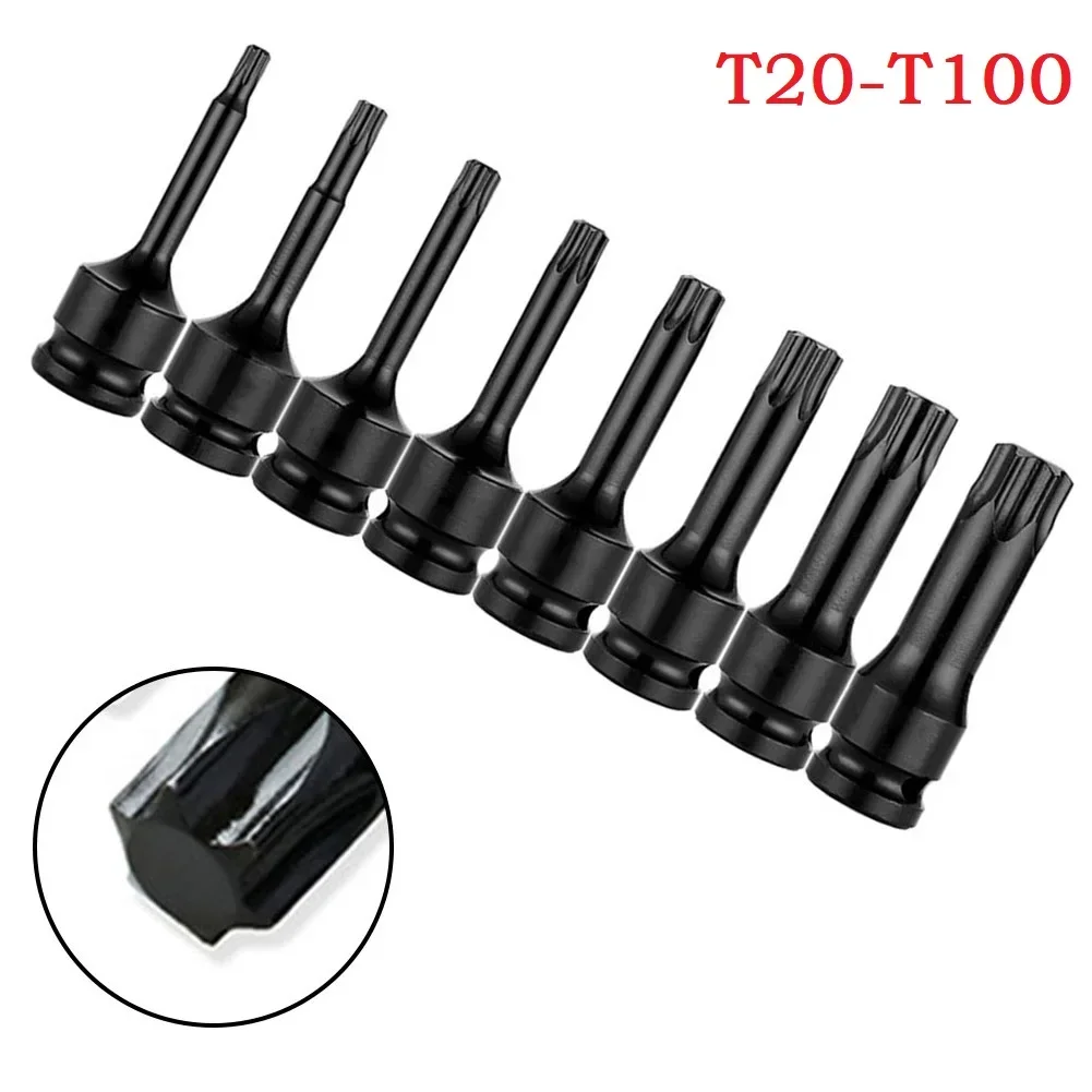 Torx 스크루 드라이버 비트, 1/2 인치 임팩트 드라이브 소켓 어댑터, T20 T25 T27 T30 T35 T40 T45 T50 T55 T60 T70 T80 T100, 1 개