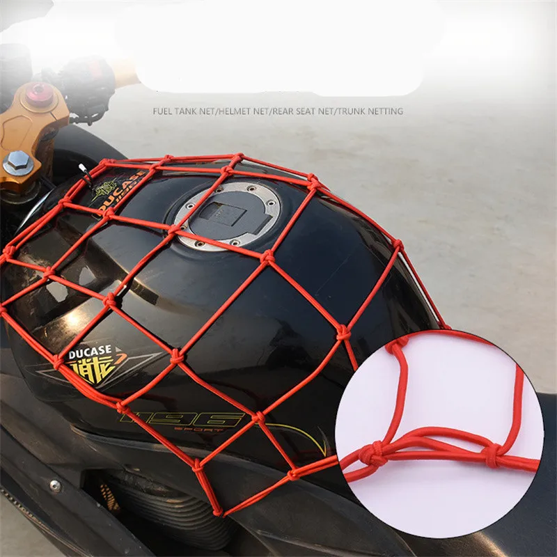 1PC 30/40cm Square Bungee Net Motorcycle 6-Hook Elastic Motorcycle Storage Helmet Tank Luggage Mesh Web Motorcycle Accessories