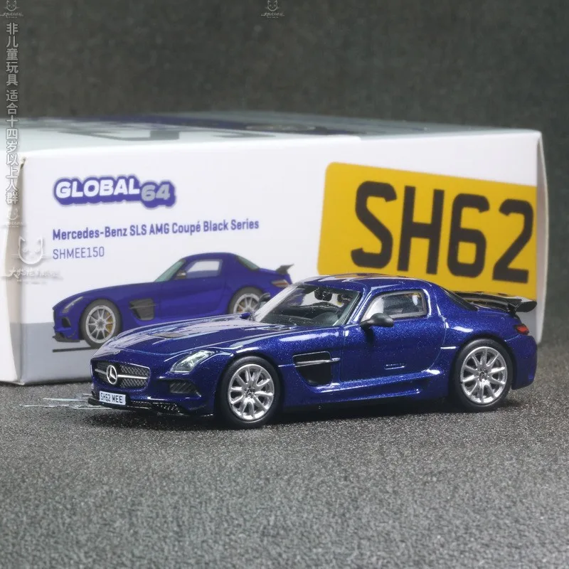 Tarmac Works 1/64 Diecasts Model Car Mercedes Benz SLS AMG Coupe Black SHMEE Alloy Car Model Toys for Boys Collection Gift