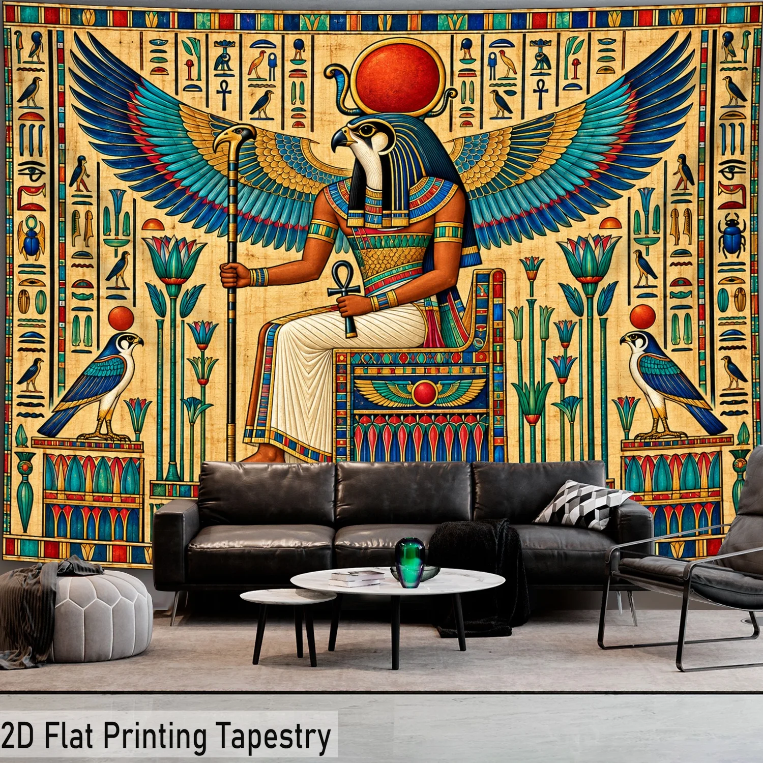 Vibrant Egyptian Pharaoh Goddess Wall Tapestry Boho Chic Mythology Art Hanging Decor for Living Room Bedroom