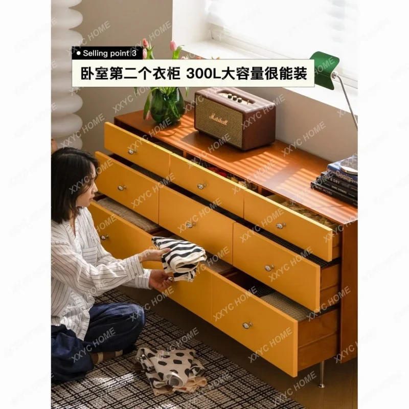 

Hchest medieval solid wood living room multi-chest storage drawer simple and retro