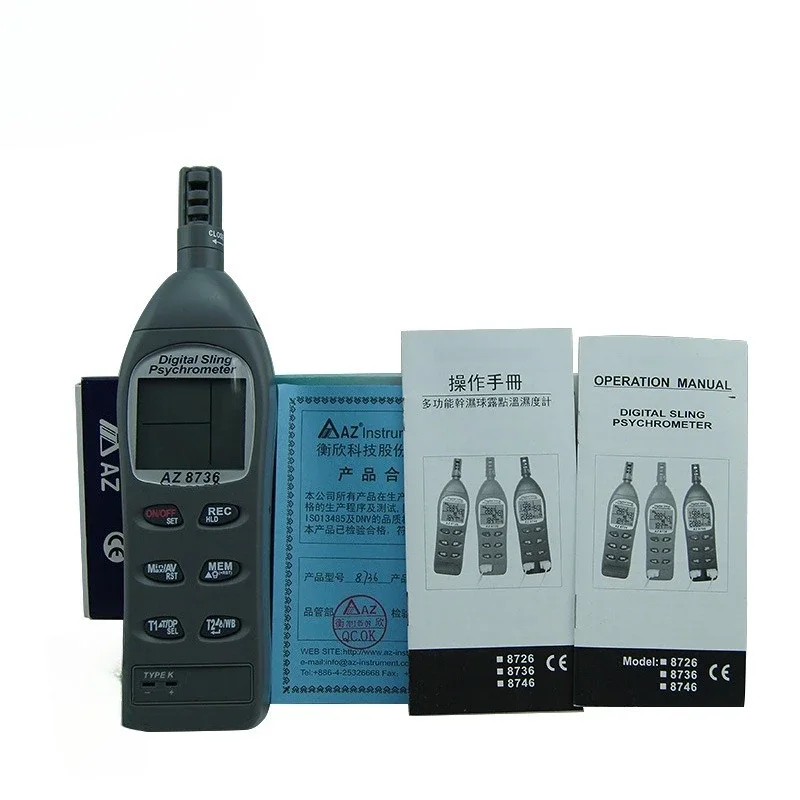 

Тестер AZ8736 Высокоточный промышленный термогигрометр с цифровым дисплеем Внешний термопарный термометр типа K