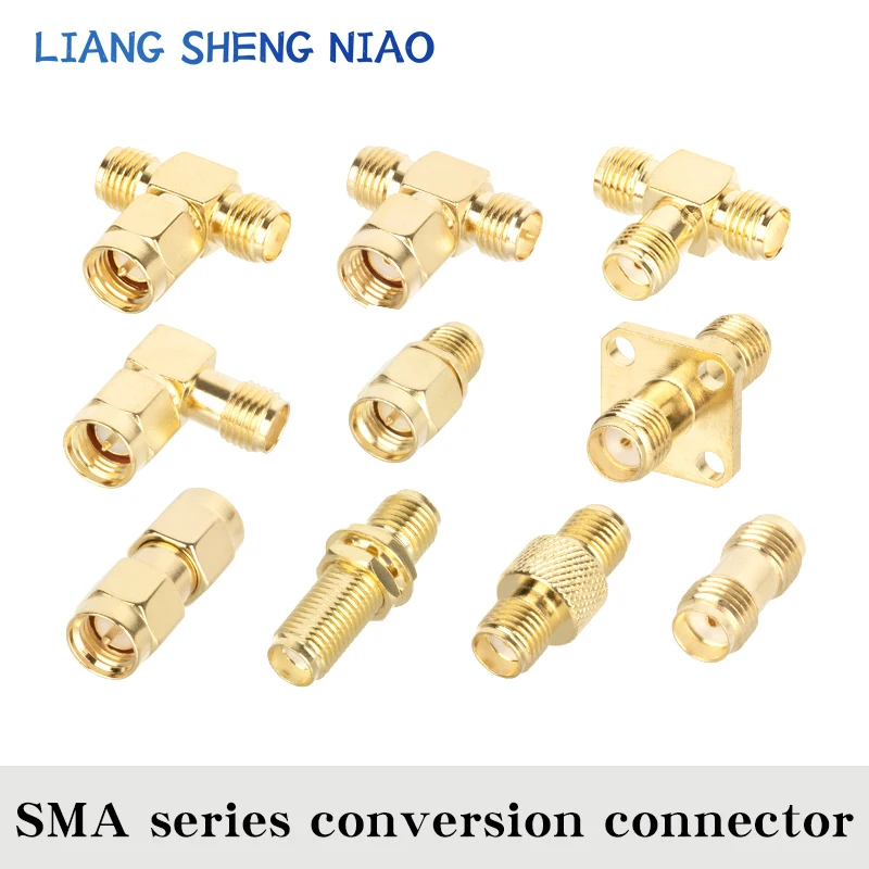 2pcs SMA tee SMA two-way SMA male to female SMA-JJ SMA-KK SMA series conversion connector SMA RF Coaxial Cable connector