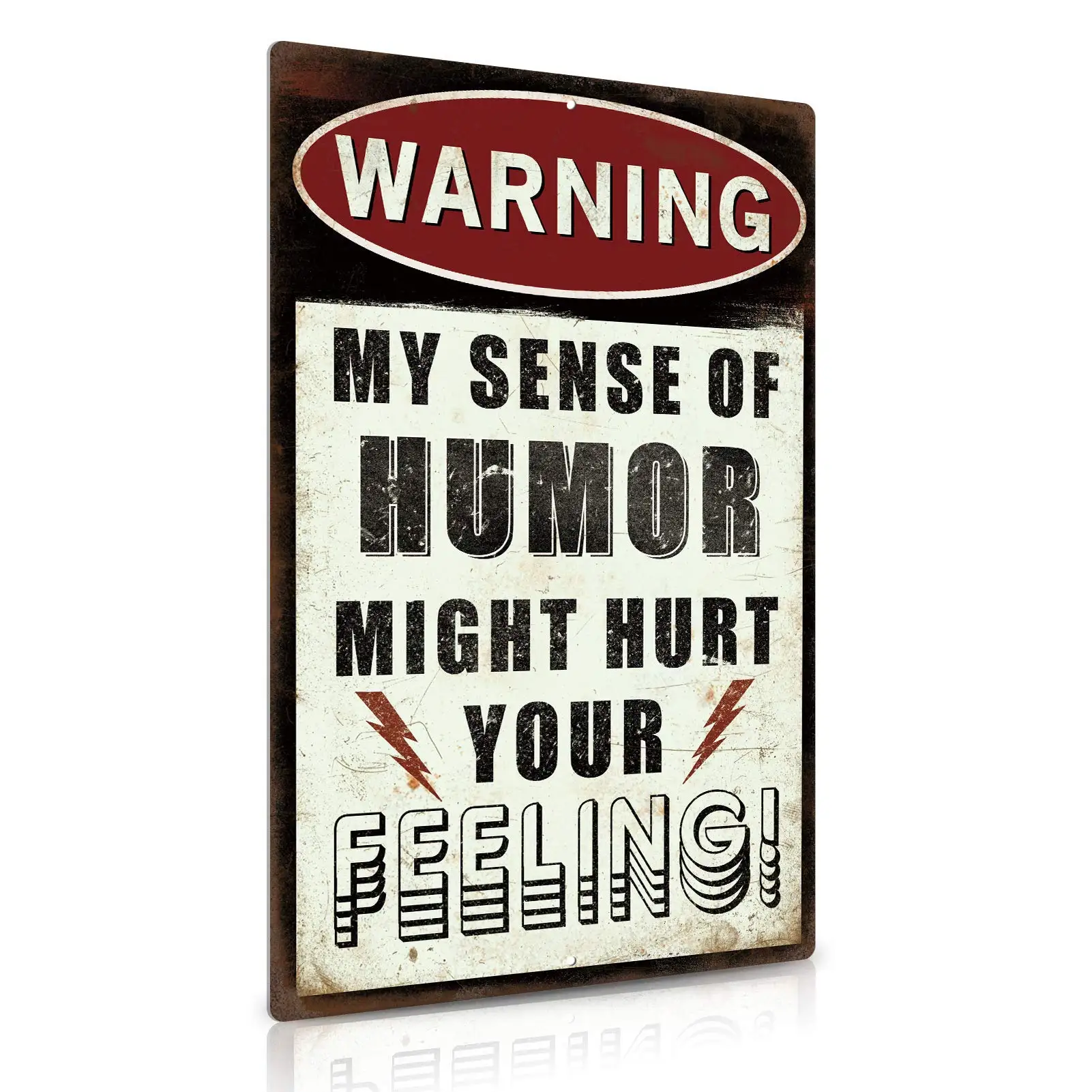 Sarcastic Metal Tin Sign Man Cave Bar Decor, My Sense of Humor Might Hurt Your Feeling, 12 x 8 Inches
