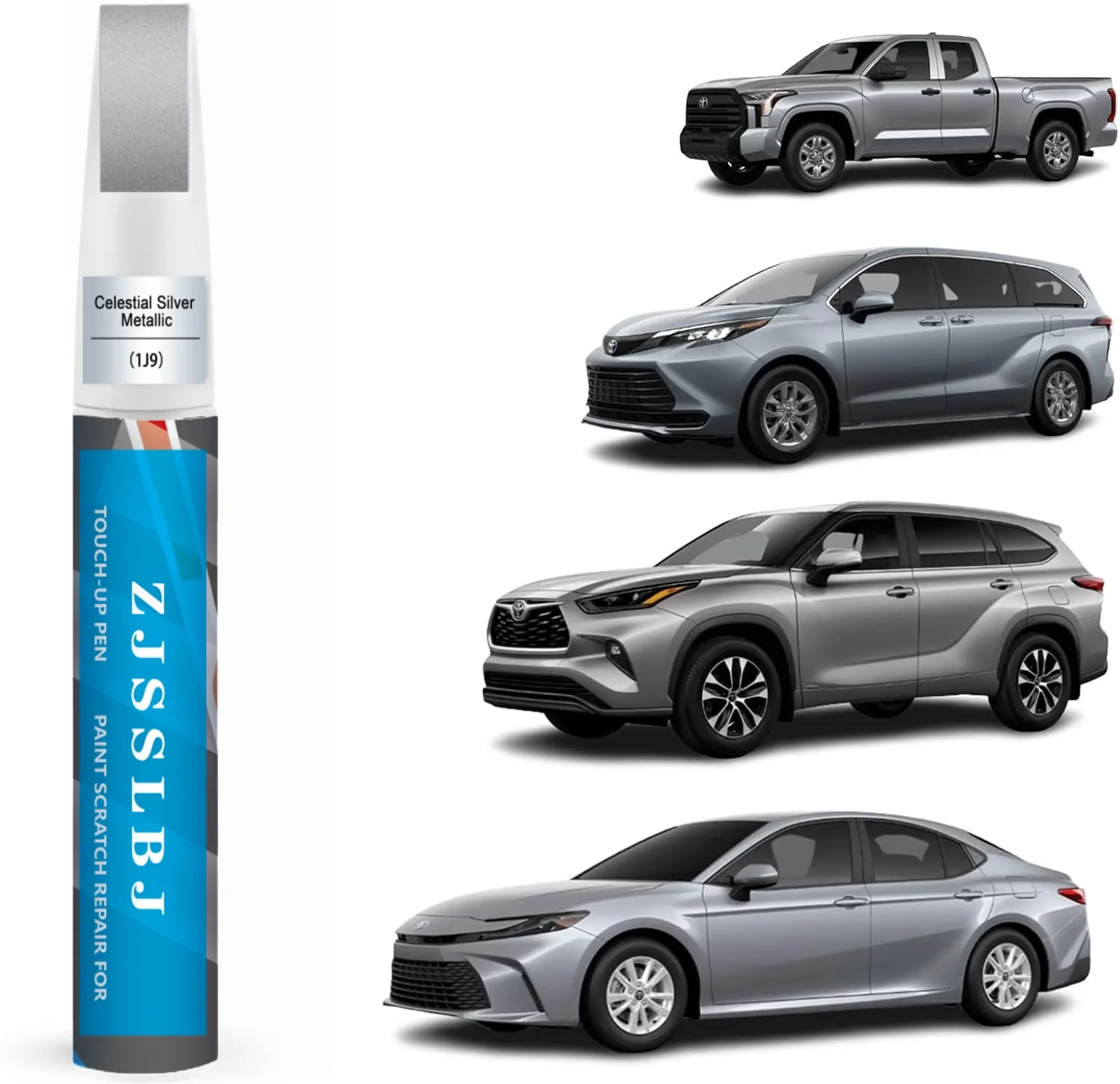 

Car Touch Up Paint(Celestial Silver Metallic(1J9(Include 2PT))) for Toyota, Car Paint Scratch Repair Kit, Quick & Easy Solution