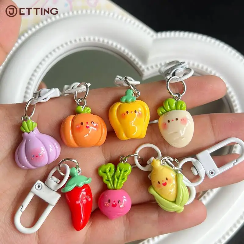 Cartoon Vegetable Key Chain Radish Chili Onion Doll Pendant Corn Pumpkin Key Ring Backpack Car Charms Decoration Bag Accessories