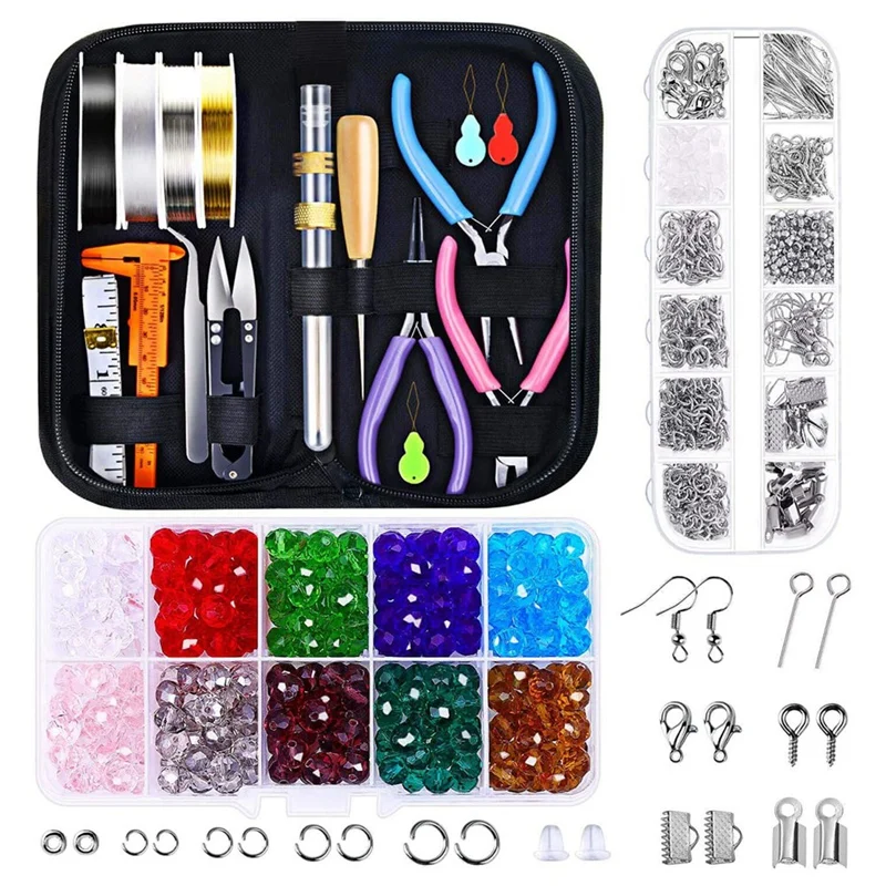 

Leather Bag Tool Set Jewelry Repair DIY Manual Pliers Bracelet Necklace Making Materials Oxford Cloth Bag