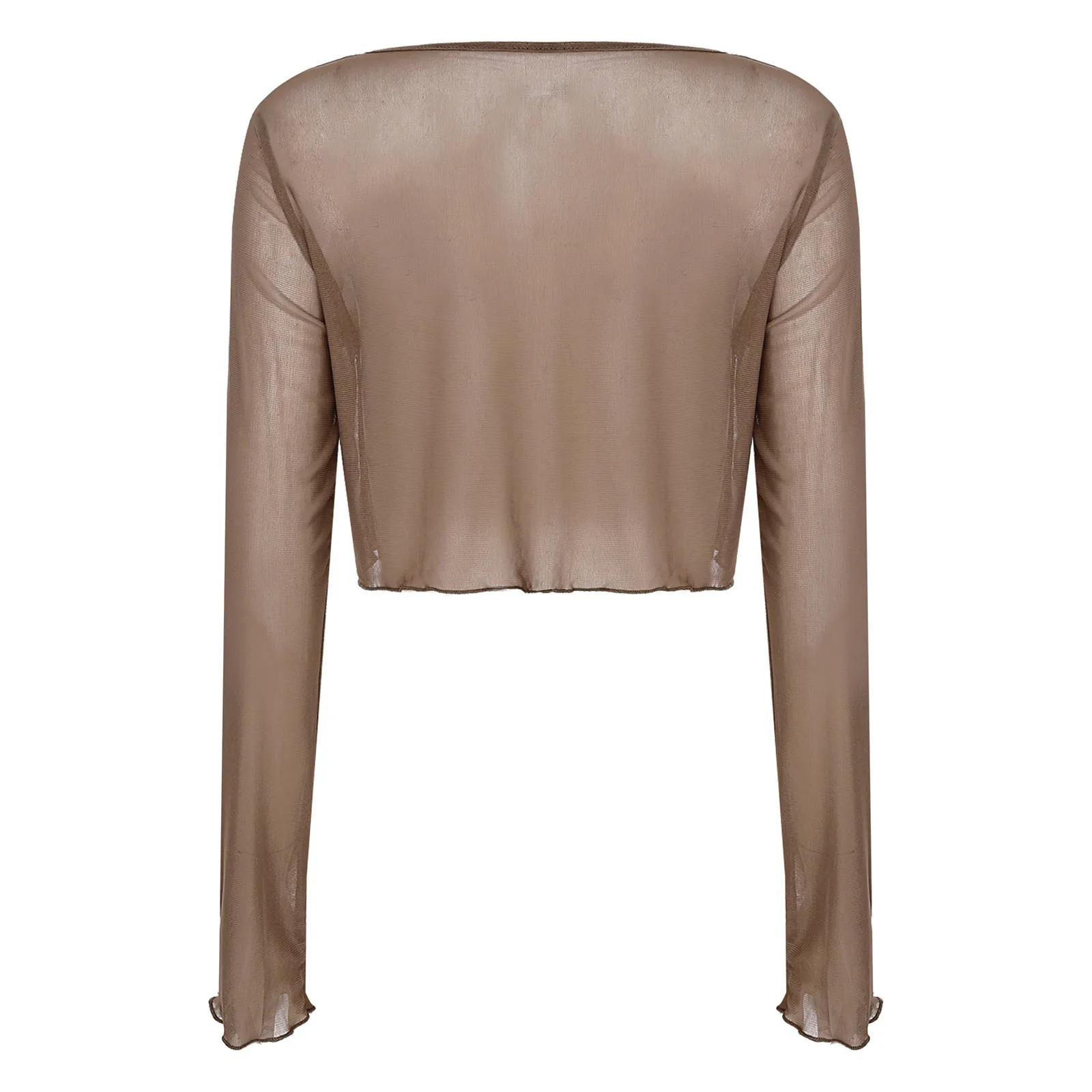 Costume da bagno bikini da donna in rete semitrasparente Copricostume da spiaggia Top Costume con allacciatura frontale Cardigan Top con protezione solare increspato