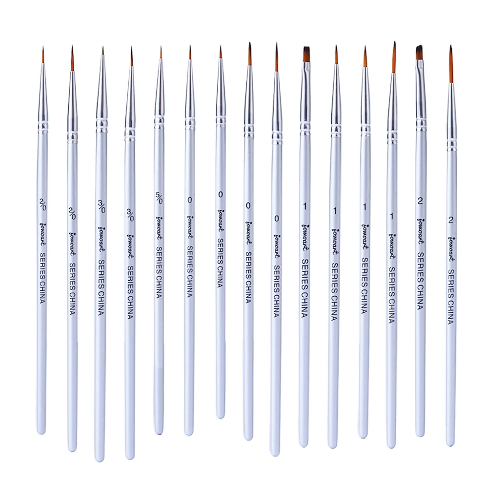 15 pcs nylon hair wire line drawing pen for ultra-fine comic art line detailing birch wood rod sketching watercolor paint brush