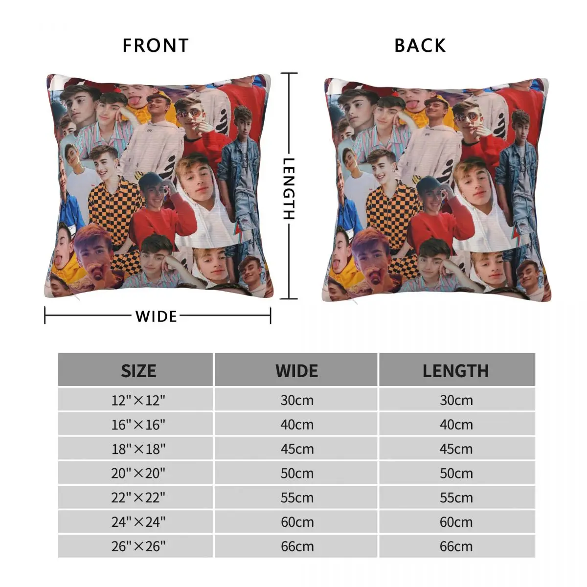 Johnny Orlando Collage Square Pillowcase Polyester Linen Velvet Pattern Zip Decorative Pillow Case Bed Cushion Cover 18