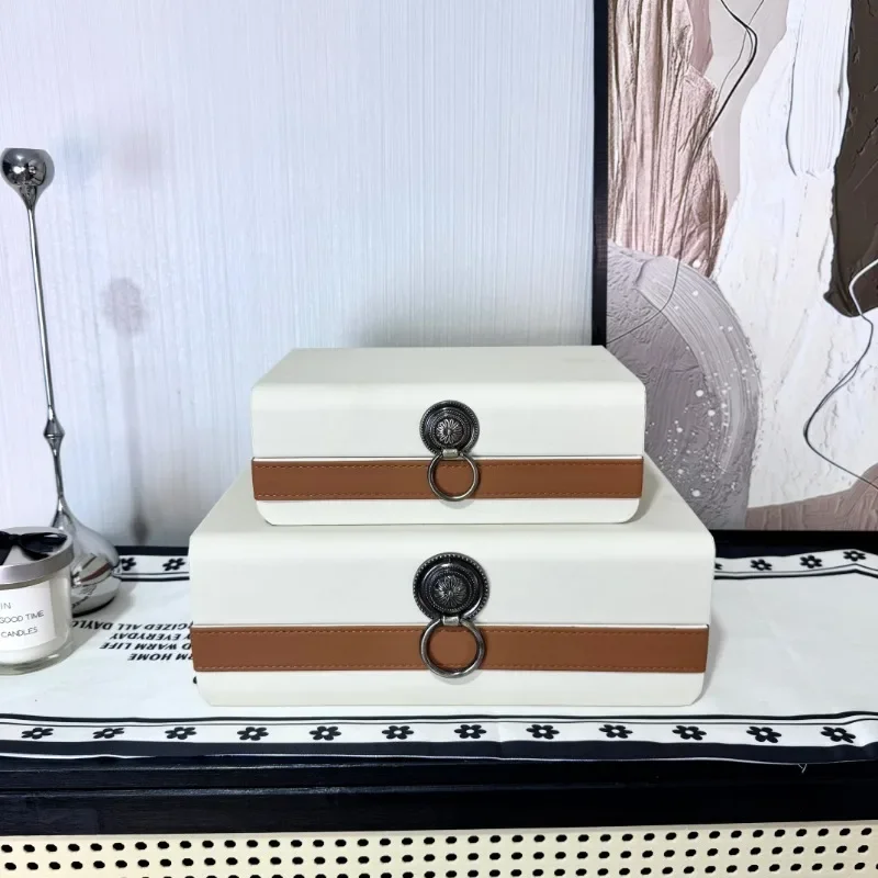 Caja de joyería de cuero de lujo, adornos, cajas de almacenamiento para dormitorio, pendientes, collares, organizador, exhibición de joyería, embalaje portátil para regalos