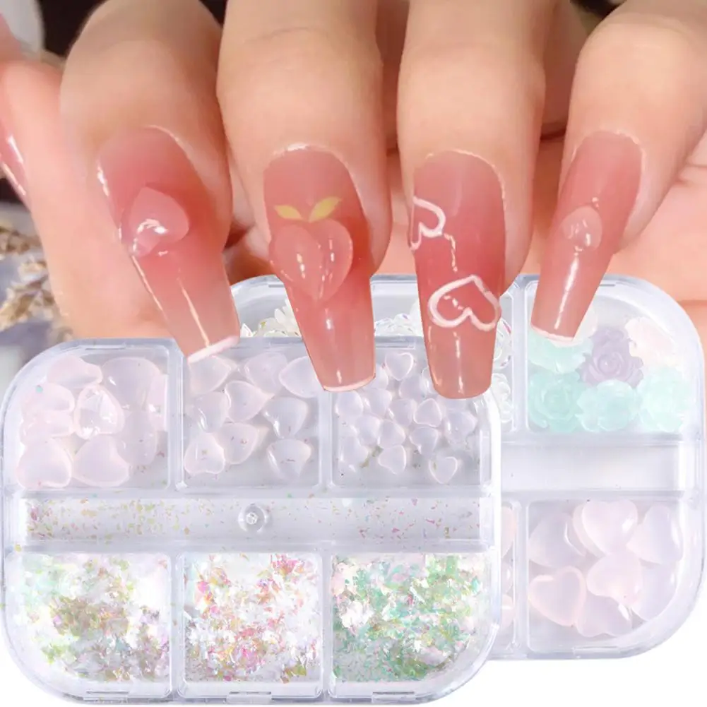 Delicate Nail Art Charms Manicure Ornaments Camellia Nail Charms Colored  Love Heart Flower