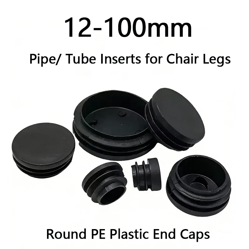 

Круглые пластиковые заглушки из ПЭ 12-100 мм - вставки для труб/трубок для ножек стульев, пылезащитные декоративные заглушки