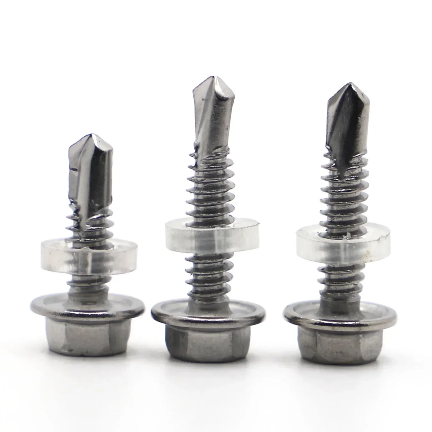 10pcs 410 Stainless Steel Hex External Self-drilling Screw Tapping Self Drilling Screws M5.5 M6.3